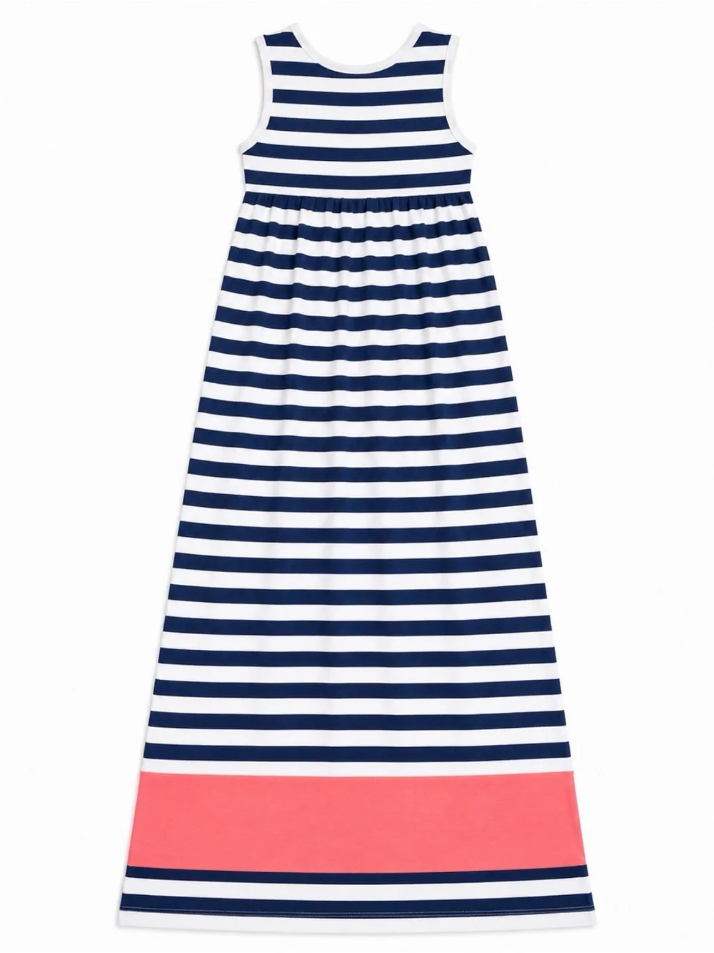 GAP Navy & White Striped Maxi Dress with Coral Flower